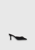 EZRA – Mules à talon noires, boucle argentée
