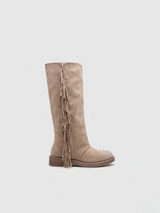 KATE – Bottes plates à franges beiges