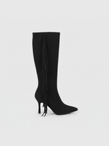 TATIANA – Bottes à talons frangées noires