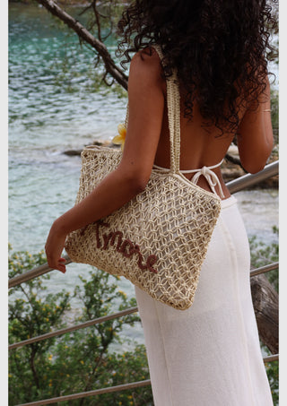 Sac de plage Amore – Cabas en paille tressée – vue 3 | WICKS