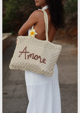 Sac de plage Amore – Cabas en paille tressée – vue 4 | WICKS